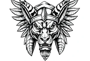 Anubis god powerful face muscle in Egypt style with mantle on head tattoo idea