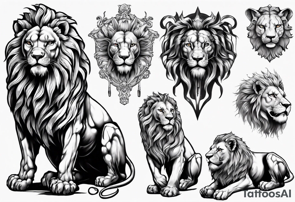 lion statues tattoo idea