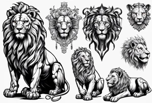 lion statues tattoo idea