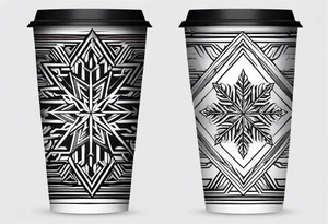 20 oz cup simple minimalist Christmas snowflake 
motif with a blank spot to engrave a name in the middle tattoo idea