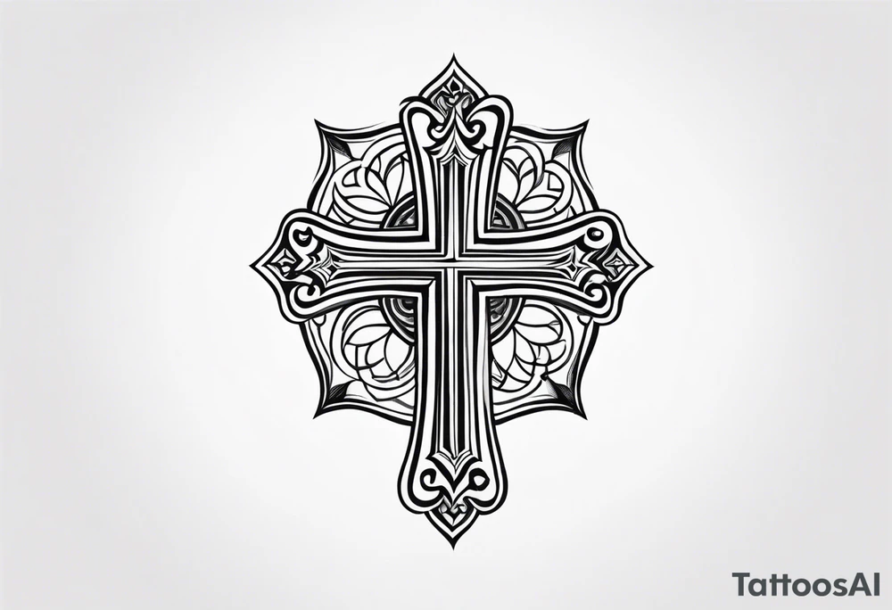 Simple cross tattoo with designs around it tattoo idea
