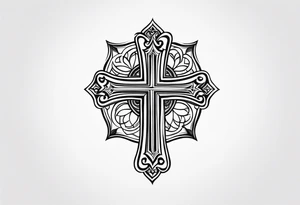 Simple cross tattoo with designs around it tattoo idea
