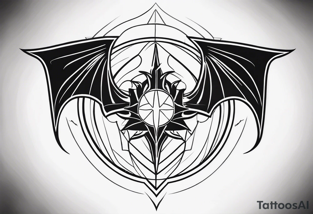 a incubus insignia tattoo. the tattoo needs to have a heart in the center. i want the whole tattoo to be liney and sharp. tattoo idea