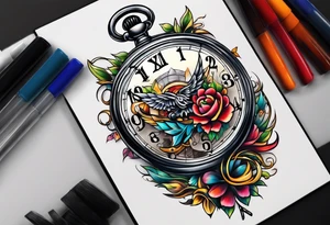 Stopwatch hanging from  a sword tattoo idea