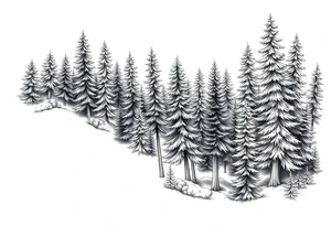 Coniferous forest tattoo sleeve black and gray tattoo idea