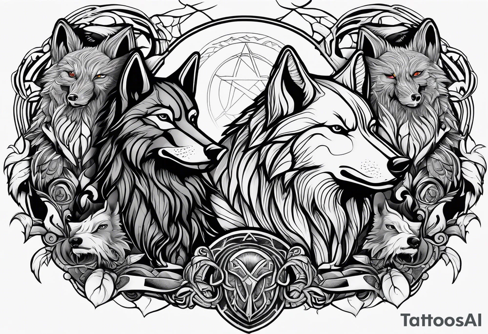 Thor Odin Loki freyha wolves and ravens tattoo idea