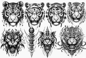 African Tiger warrior and lightning tattoo idea