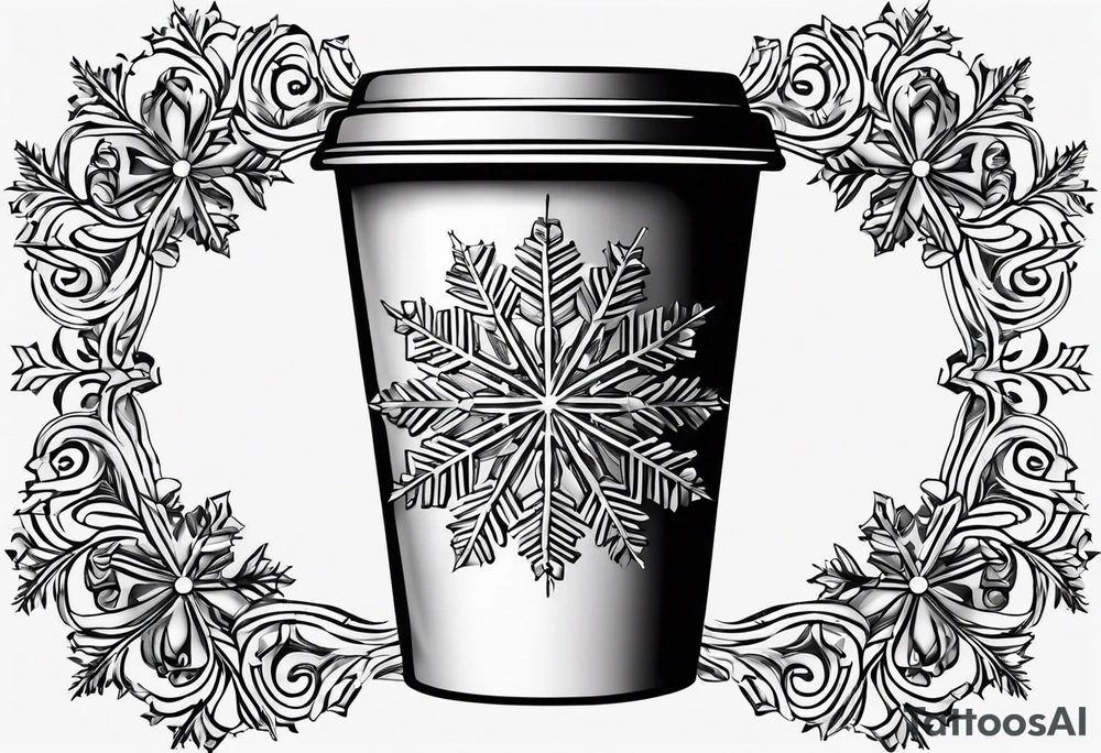 20 oz cup simple minimalist Christmas snowflake 
motif with a blank spot to engrave a name in the middle tattoo idea