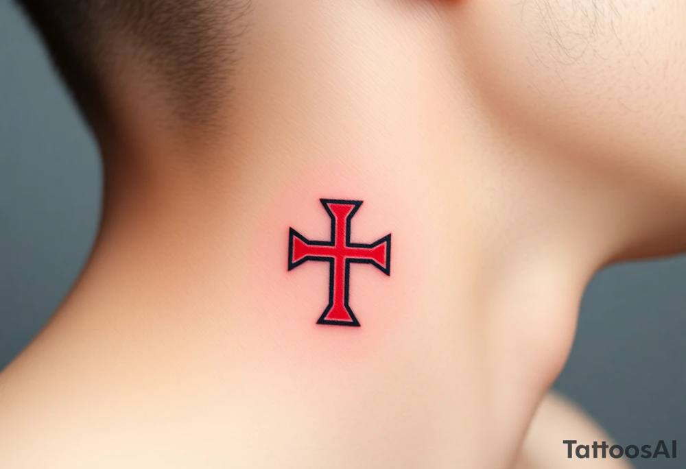 A bold red and black Maltese cross tattoo idea