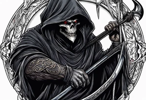 A werewolf that is the grim reaper holding a scythe tattoo idea