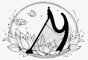 harpe en feuille de lotus tattoo idea