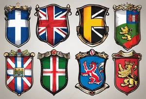 Merge the flags of england, northern ireland, ireland, scotland, wales, germany, croatia, serbia, slovakia, slovenia, and czech republic. tattoo idea