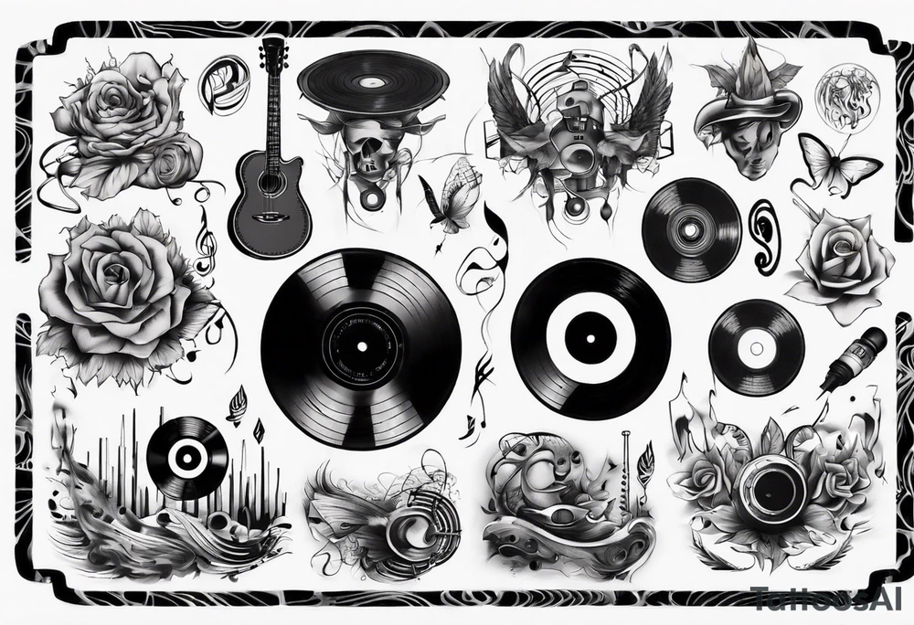 sound music vinyl tattoo idea