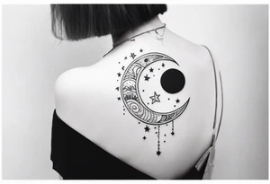 Stars, moon, sun tattoo idea