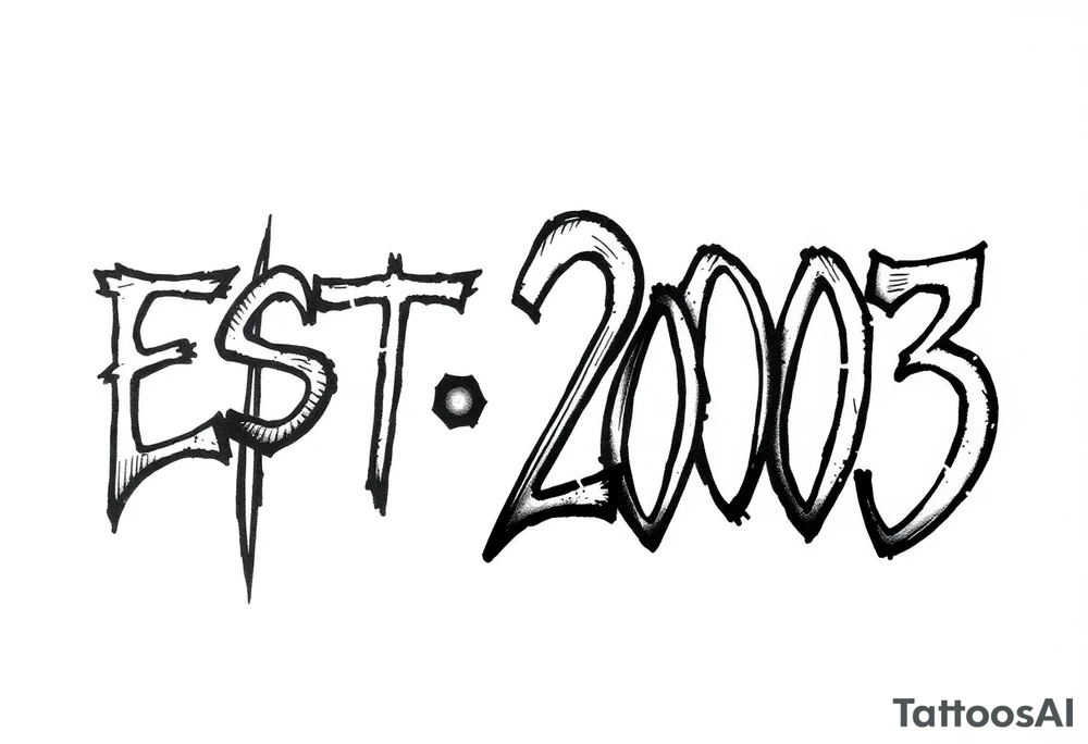 EST.2003 box text graffiti tattoo idea