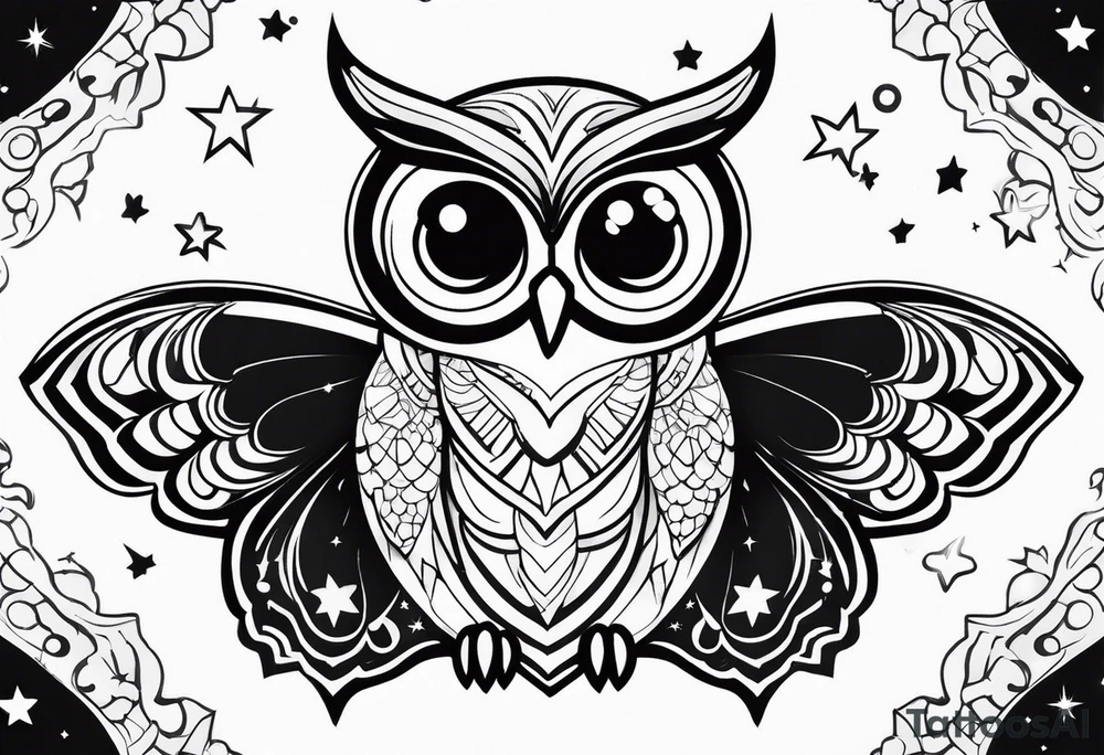 Owl
 butterfly stars tattoo idea