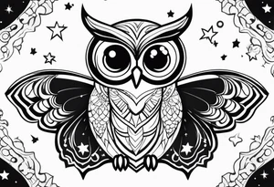 Owl
 butterfly stars tattoo idea