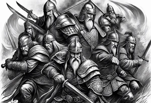 Irish warriors in battle for arm sleeve tattoo idea