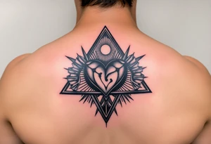 A triangle with a heart over the middle of the center with a tna tattoo idea