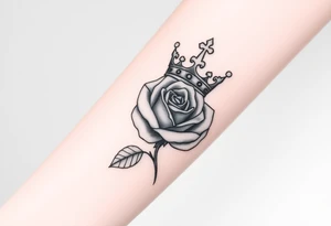 A rose with a large kings 
crown on-top of it tattoo idea