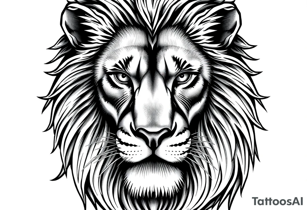 powerful majestic lion, close-up tattoo idea