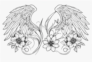 angel wings , flowers, gemini back tattoo tattoo idea