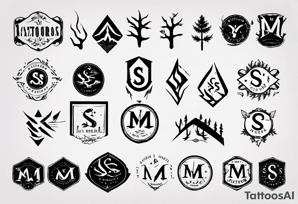 A logo for an outdoors company that includes an "S" and an "M" tattoo idea