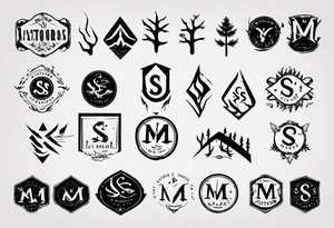 A logo for an outdoors company that includes an "S" and an "M" tattoo idea