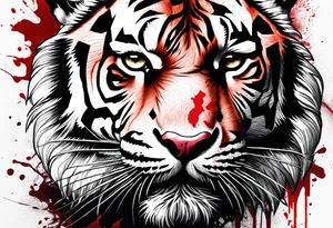 Tiger covered in blood tattoo idea