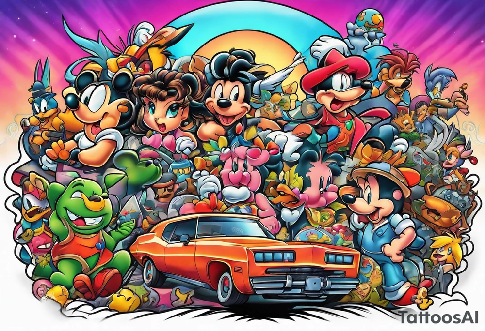 A montage of 80s cartoons together tattoo idea