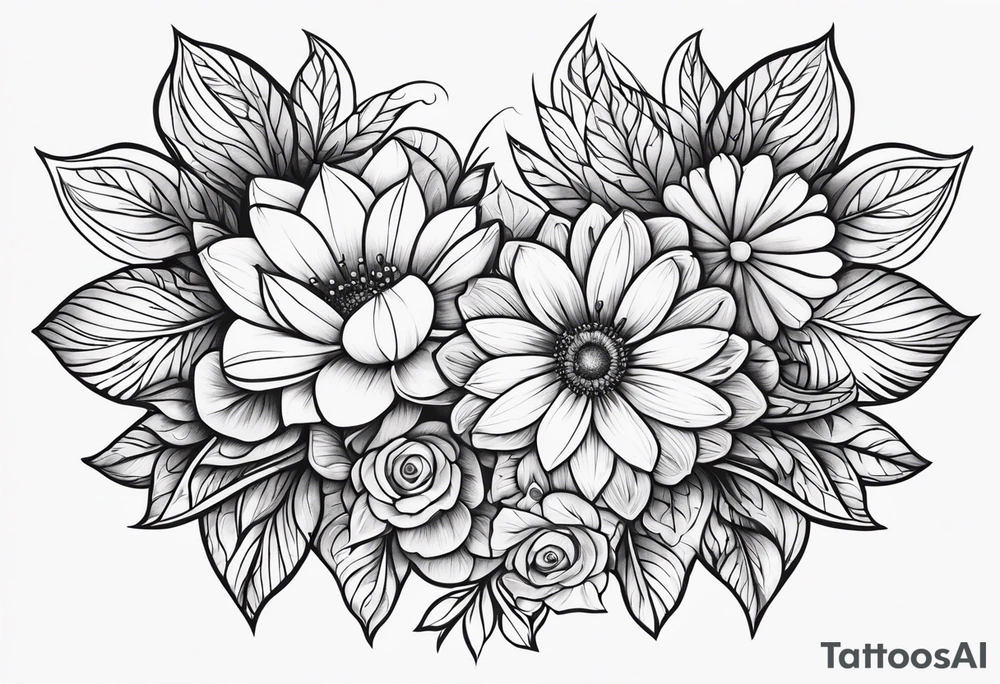 ornaments of flowers tattoo idea