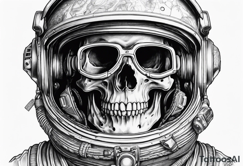 Skull in an astronaut helmet tattoo idea