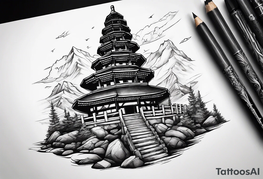 Rock tower tattoo idea