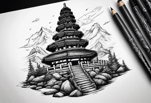 Rock tower tattoo idea