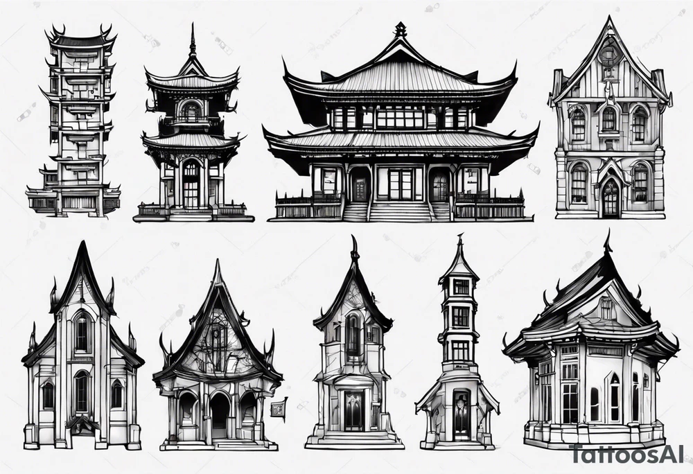 Gothic building tattoo idea