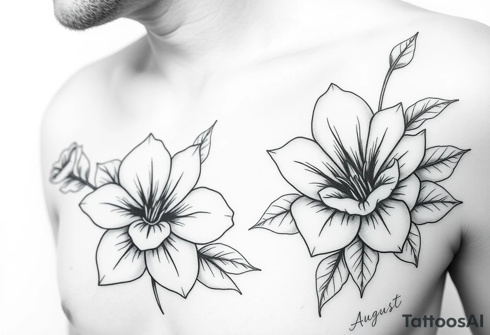 December and August birth flowers on skin tattoo idea