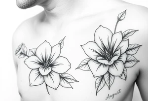 December and August birth flowers on skin tattoo idea