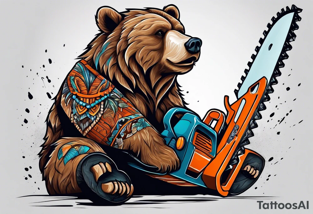 Bear with a chainsaw tattoo idea