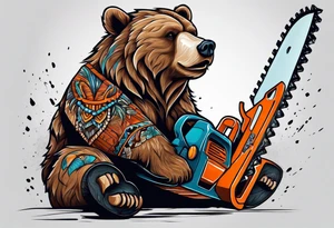 Bear with a chainsaw tattoo idea