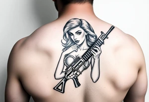 Pin up girl with ak 47 and a uzi tattoo idea