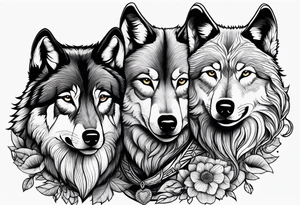 Wolves in love with family tattoo idea