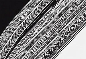 Simple vertical line work with tribal elements (for the bicep area) tattoo idea