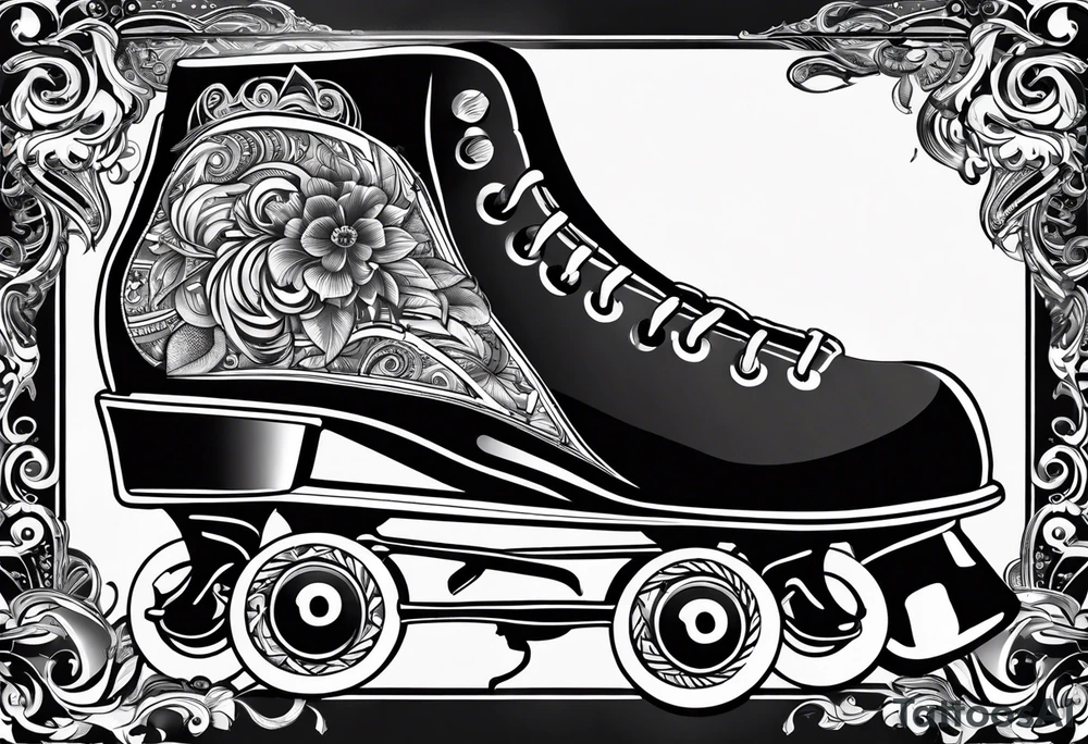 rollerskates with music tattoo idea