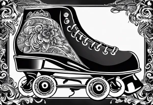 rollerskates with music tattoo idea