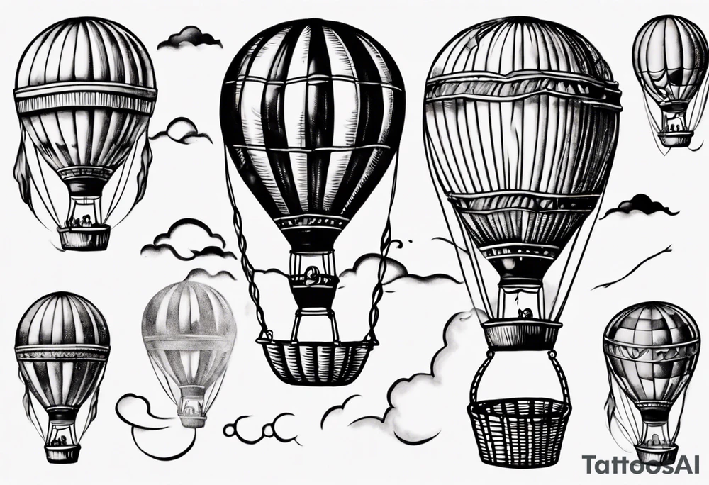 hot air balloon with a ladder coming from the basket tattoo idea