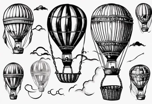 hot air balloon with a ladder coming from the basket tattoo idea
