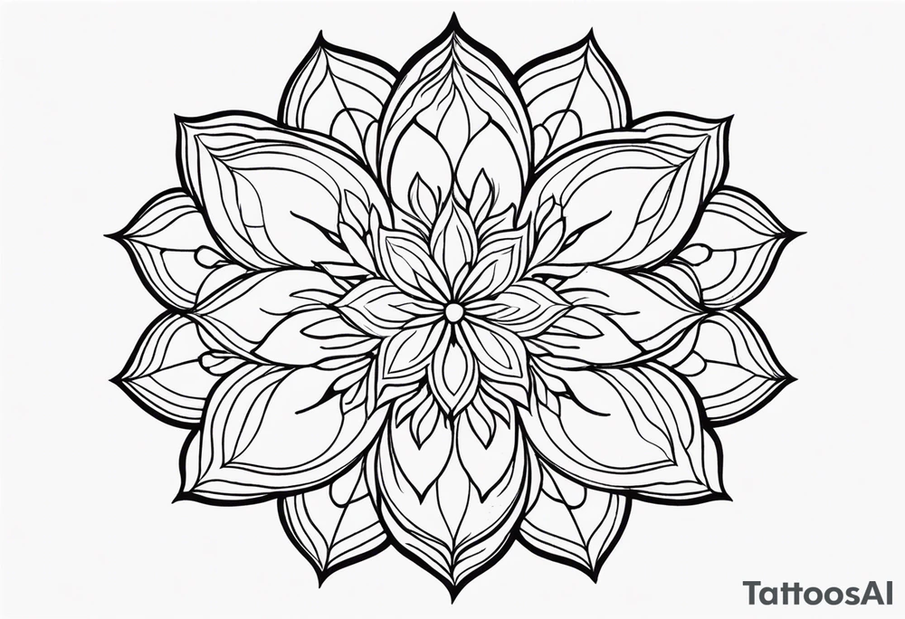 Generate a floral mandala tattoo with minimalist petals and gentle symmetry, focusing on balance and serenity tattoo idea