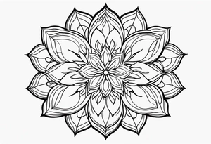 Generate a floral mandala tattoo with minimalist petals and gentle symmetry, focusing on balance and serenity tattoo idea