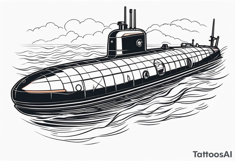 modern submarine front view tattoo idea