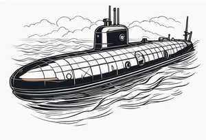 modern submarine front view tattoo idea